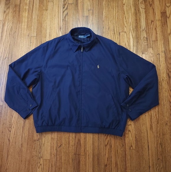 Polo Ralph Lauren Other - Polo Ralph Lauren Harrington Jacket Plaid Lined Mens Size XL Navy Blue